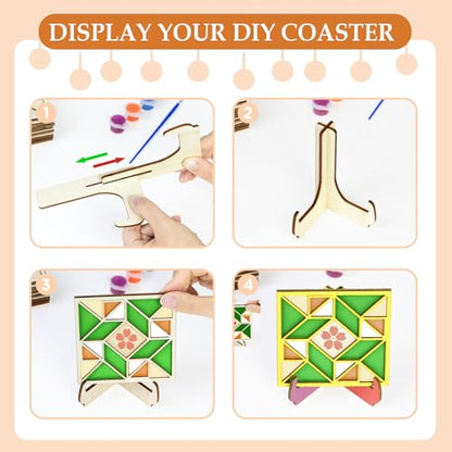 CollectHall Wooden Coasters Painting Kit with Wood Stand