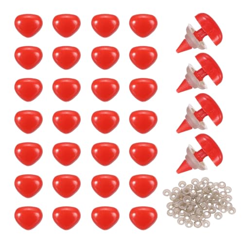 MECCANIXITY 50set 10mm Large Plastic Triangle Safety Noses Red with Washer for Crochet Stuffed Animal Doll Craft Puppet Plush Toy Bear - color: Red, size: 10mm