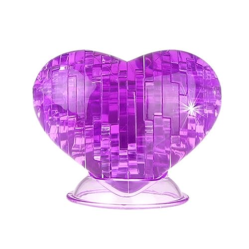 3D Crystal Heart Puzzle,Crystal Puzzle Brainteasers for Puzzlers Ages 16 and Up,46PCS(Purple) - color: Purple-heart