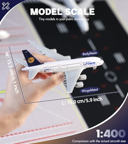 1/400 for Germany A380 Metal Plane Model with Landing Gear Stand - color: 06. Lufthansa