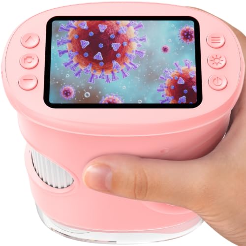 1000X Handheld Digital Microscope for Kids: Pocket Microscope for Stem Toy - color: Pink