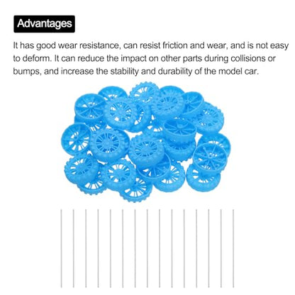 MECCANIXITY 30pcs Toy Car Tires 30mm OD, 8mm Thick, RC Model Car Wheels with 2mm OD x 150mm Long Shaft for Craft Project Hobby, Blue - color: Blue, size: 30mmx8mm 2mmx150mm