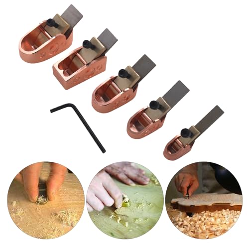 Luthier Tools, 5pcs finger plane cutter in different sizes Wood Planer Hand Plane with curved sole for DIY violin, viola, cello, and other wood instrument (Rose Gold)