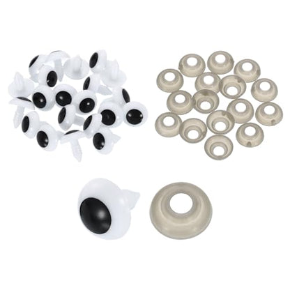 uxcell 50 Pcs Safety Eyes for Crocheting, 16mm Plastic Crochet Eyes Round Craft Eye with Washers for DIY Arts Crafts Stuffed Animals Bears Making, White - size: 16mm