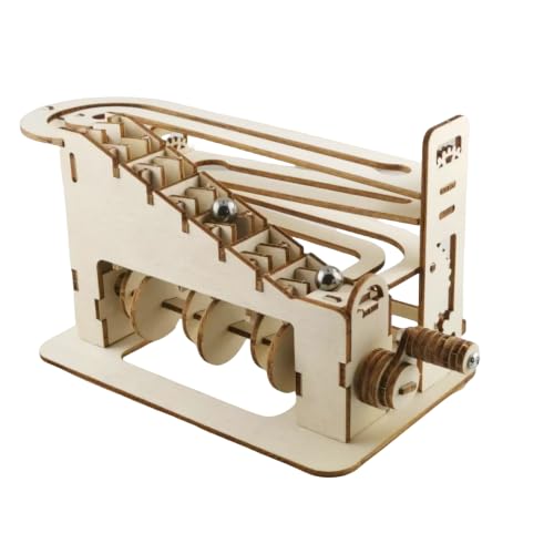 5 in 1 DIY Wooden STEM Self Assembly Kit, Science Experiment Building Models, Solar Fan, Pneumatic Boat, Marble Run Machine, Wooden Airplane & Magnifier, Educational Engineering Toy Gift for Kids 8-14 - style: Stem kits-E