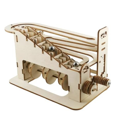 5 in 1 DIY Wooden STEM Self Assembly Kit, Science Experiment Building Models, Solar Fan, Pneumatic Boat, Marble Run Machine, Wooden Airplane & Magnifier, Educational Engineering Toy Gift for Kids 8-14 - style: Stem kits-E