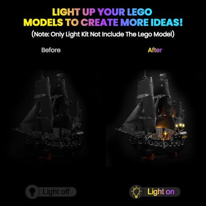 Upgraded Led Light Kit Compatible with Lego Captain Jack Sparrow's Pirate Ship Set, Lights Decoration Compatible with Lego 10365 (Model Not Included) - style: Classic Version