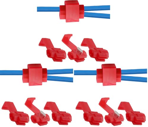 60 Pcs Solderless Quick Splice Snap Wire Connectors, 22-18 AWG Pressed Insulated Electrical Splice Wire Connectors (Red) (Pack of 3) - size: 22-18 AWG (Pack of 3)