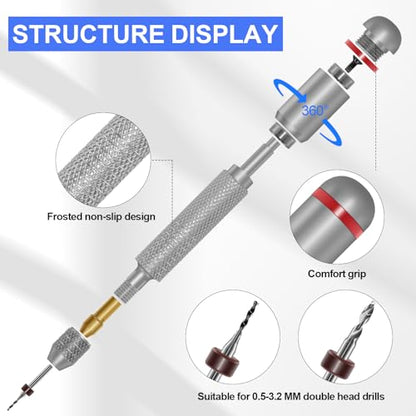 Manual Pin Vise Hand Drill Set, 21PCS Micro Drill Bits - color: Silver