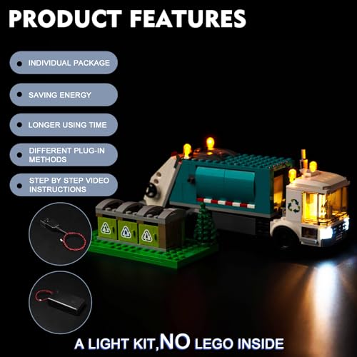 BrickBling LED Light Kit Compatible with Lego Recycling Truck 60386, New 2023 Lighting Compatible with Lego Garbage Truck- No Model Included