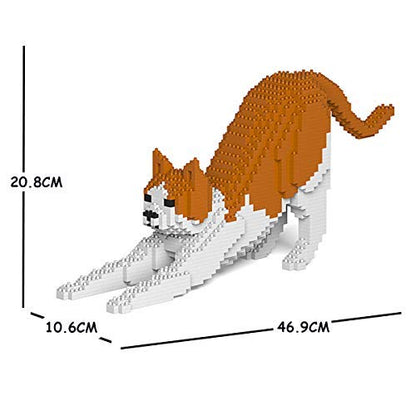 JEKCA Cat 13S-M03 | Orange and White Cat Plastic Building Blocks | Age 14+ - color: Orange and White