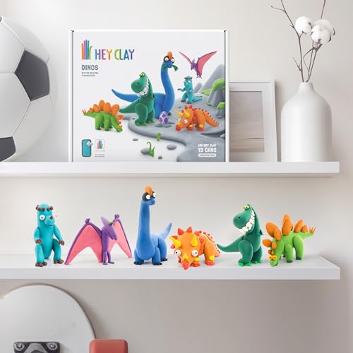 HEY CLAY Fat Brain Toys Dinosaurs, Air Dry Clay Kit with Interactive App for Kids & Tweens, Modeling Clay and Crafts Set - color: Dinos