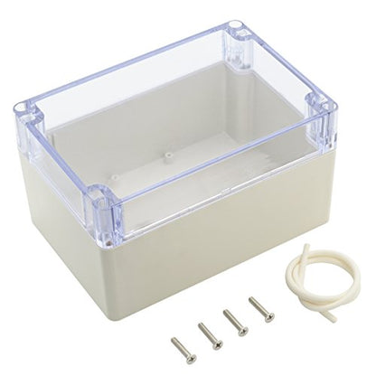 LeMotech ABS Plastic Junction Box Dustproof Waterproof IP65 Electrical Enclosure Box Universal Project Enclosure Grey with PC Transparent Clear Cover 6.3 x 4.3 x 3.5 inch(160 x110 x 90 mm) - size: 6.3"x4.3"x3.5"