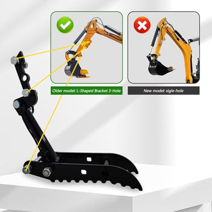 Mini Excavator Hydraulic Thumb Kit,Small Digger Attachments Fit Most of Up to 2 Tons, with2* M14 Hoses and Converters, Black