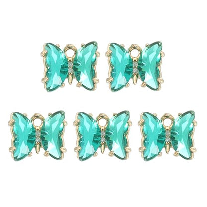 uxcell Crystal Gold Plated Butterfly Charm, Brass Zircon Charm Pendant - color: Bright Green, size: 12x10mm