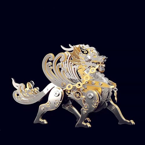 3D Metal Puzzles for Adults Mechanical Pixiu Assembly Model Kit, Colorful 3D Metal Model Kits to Build with Tool, Wasp 3D DIY Puzzle Desktop Toys Gifts for Adults Boys (Gold) - color: Gold