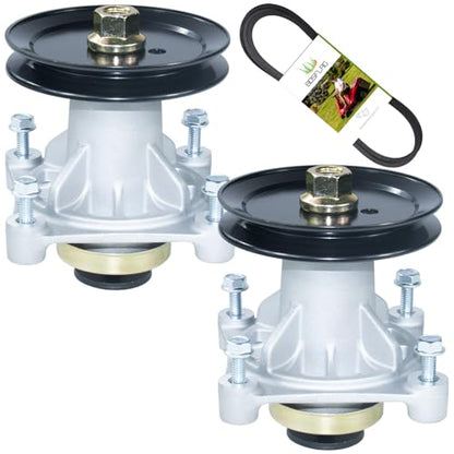 2 Pack 604214 Spindle with 603987 Pulley Belt for Hustler 42" Decks - size: 2x604214B