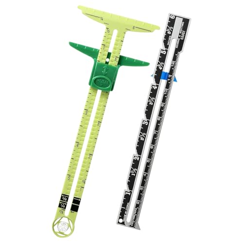 2PCS Sewing Gauge with Sliding Marker, 5-in-1 Measuring Sewing Tool, T-Shaped Fabric Ruler Sliding Gauge Hemming Ruler for Quilting Knitting Crafting, Sewing Tools for Beginners