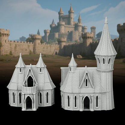 AUSPDICE DND Buildings 25mm Gothic City Building Set, Unpainted RPG Terrain - color: Af1104 I City Building 3