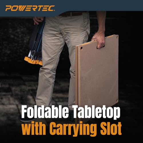 POWERTEC Arachni-Flex 24" x 48" Foldable Workbench Tabletop - Portable Work Surface with Pre-drilled Dog Holes, T-Tracks & Quick-Insert Locks for Arachni Flex Woodworking Collapsible Workstand (72034) - style: Tabletop - Dog Hole/T-track