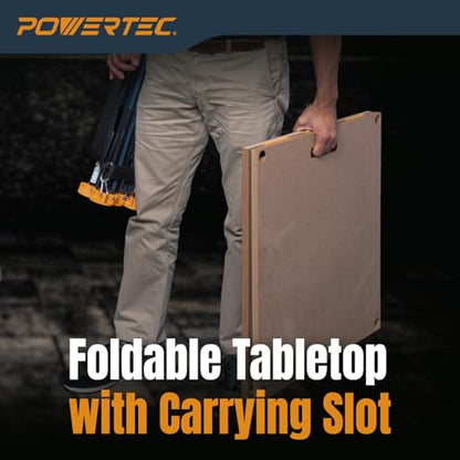 POWERTEC Arachni-Flex 24" x 48" Foldable Workbench Tabletop - Portable Work Surface with Pre-drilled Dog Holes, T-Tracks & Quick-Insert Locks for Arachni Flex Woodworking Collapsible Workstand (72034) - style: Tabletop - Dog Hole/T-track