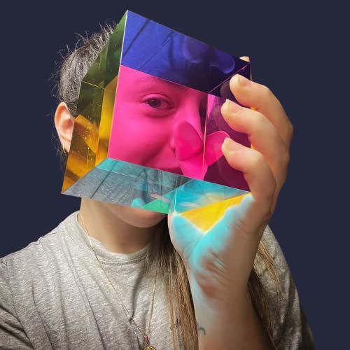 CMY Cubes Original Mega (95mm) - Cyan, Magenta & Yellow Cube - Optical Color Cube - Teaches Subtractive Color Mixing - Educational, Scientific, Physics & Kinetic Art Desk Object, STEAM