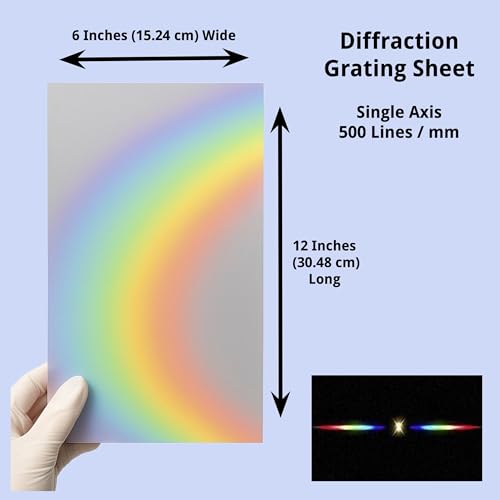Bartovation Diffraction Grating Sheet, 500 Lines/mm, 1 ft x 6 in Sheet