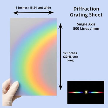 Bartovation Diffraction Grating Sheet, 500 Lines/mm, 1 ft x 6 in Sheet