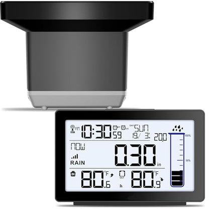 BIUWING Wireless Rain Gauge Outdoor, Self-Emptying Digital Rain Gauges Outdoors Best Rated, Electronic Rain Measure Gauge, Freeze Proof Rain Gauge with Thermometer, Remote Rain Meter for Garden - color: Digital Rain Gauge
