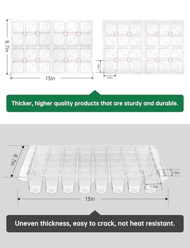 2 Packs Large Seed Starter Tray, Adjustable Brightness and Timer with 48 Full Spectrum LEDs, Seed Starter Kit with Drainage Holes, Tools and Labels for Indoor Plant Growing and Outdoor Gardening - size: L×2 without Heat Mat