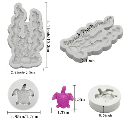 5 PCS Marine Theme Fondant Silicone Mold Seaweed Sea Fish Coral Sea Turtle Shape DIY Handmade Baking Tools, For Theme Cake Cookie Chocolate Candy Decoration Fondant Polymer Clay - style: Seaweed styles
