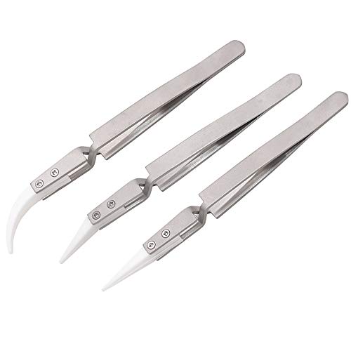 Yakamoz Reverse Ceramic Tweezers, 3pcs Non-Conductive Precision Tool