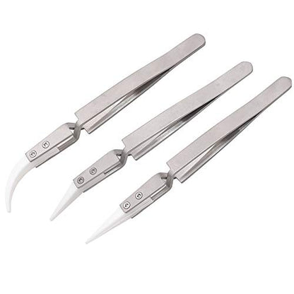 Yakamoz Reverse Ceramic Tweezers, 3pcs Non-Conductive Precision Tool