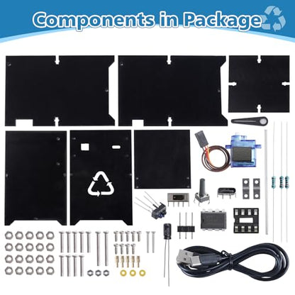 ICSTATION DIY Automatic Trash Can Soldering Practice Kit, Beginner-Friendly Through-Hole Electronics Project to Learn Photoelectric Sensor & STEM Principles, for School Labs & Home Learning