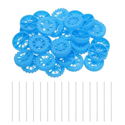 MECCANIXITY 30pcs Toy Car Tires 30mm OD, 8mm Thick, RC Model Car Wheels with 2mm OD x 100mm Long Shaft for Craft Project Hobby, Blue - color: Blue, size: 30mmx8mm 2mmx100mm
