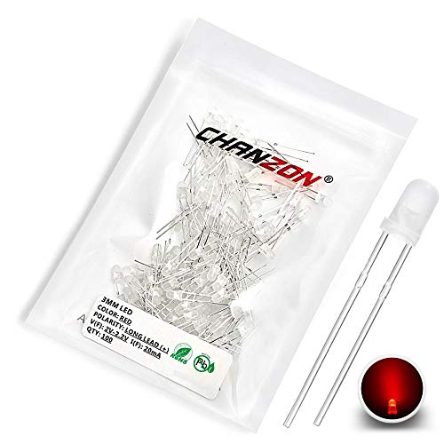 CHANZON 100 pcs 3mm Red Diffused LED Diode Lights (DC 2V 20mA) - color: C) White-red (100pcs)