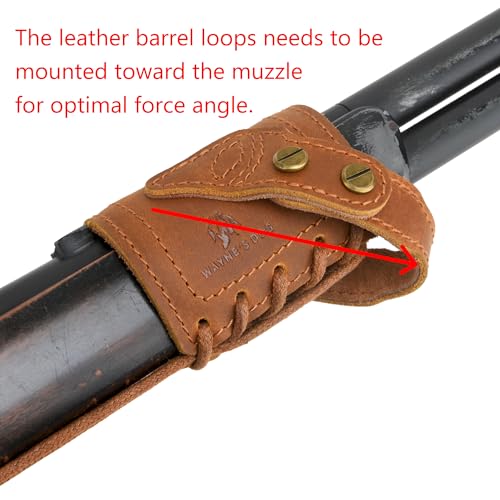 WAYNE'S DOG No Drill Leather Rifle Sling with Slip-on Recoil Pad and Barrel Mount fit for Lever Action Rifles, Shotguns - color: Brown, size: Full Leather
