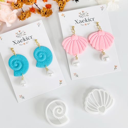 Xaekicr 4PCS Ocean Theme Polymer Clay Cutters Set – Starfish Seashell Clay Earring Cutters – Clay Tools for Polymer Clay Jewelry Making, Beach DIY Crafts Supplies - color: O color