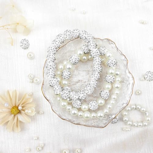 702 Pcs Bracelet Making Kit Pearl Beads for Bracelets for Adult - color: 08-White & Off-White