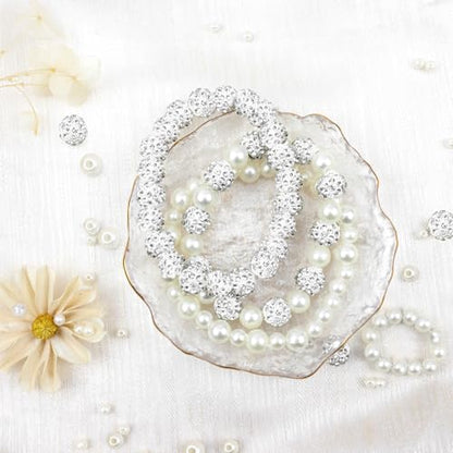 702 Pcs Bracelet Making Kit Pearl Beads for Bracelets for Adult - color: 08-White & Off-White