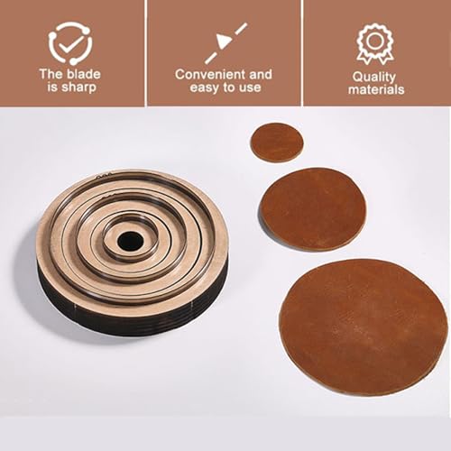 3-Piece Round Leather Cutting Die Set,Precision Cutting for Leather and Neoprene Coasters with Wooden Die-Cutting Blades. - style: Round Leather Cutting Die