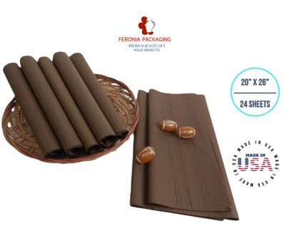 Chocolate Tissue Paper Squares, Bulk 24 Sheets, Premium Gift Wrap and Art Supplies for Birthdays, Holidays, or Presents by Feronia packaging, Large 20 Inch x 26 Inch - color: Chocolate