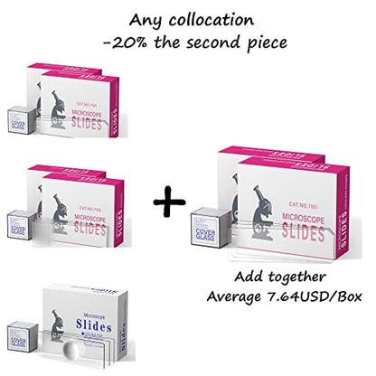 Single Depression Concave Microscope Slides Kit, 50 Pcs Pre-Cleaned Blank Microscope Slides and 100 Pcs 22x22mm Square Coverslips Cover Glass for Monocular Binocular Trinocular Microscopes - style: Single Concave Slides