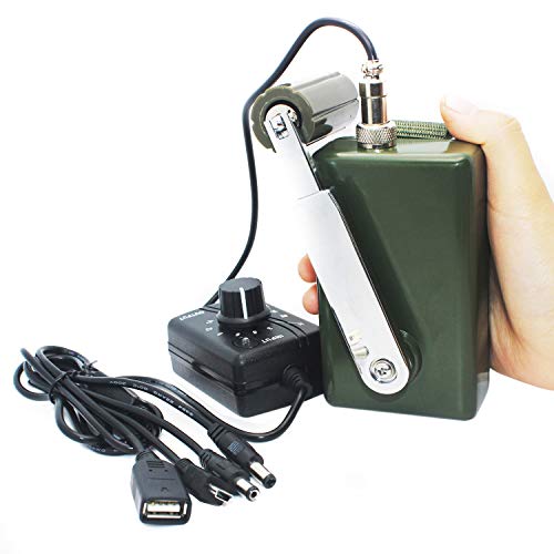 Hand Crank Generator High Power Charger for Outdoor Mobile Phone Computer Charging 30W / 0-28V with USB Plug (Green Generator + DC Regulator) - color: Green Generator + DC Regulator