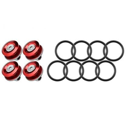 JDM Bumper Quick Release Front Rear Bumper Fasteners, 4 Piece (Red), 8 x O-Ring - color: Red