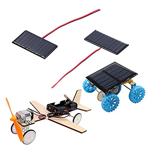 2PCS Mini Solar Panels, 0.3W 5V 60mA Small Solar Panel, Solars Cells with Wiresfor, 60 * 55mm Solars Panel Kit, for Light Water Pump Toy