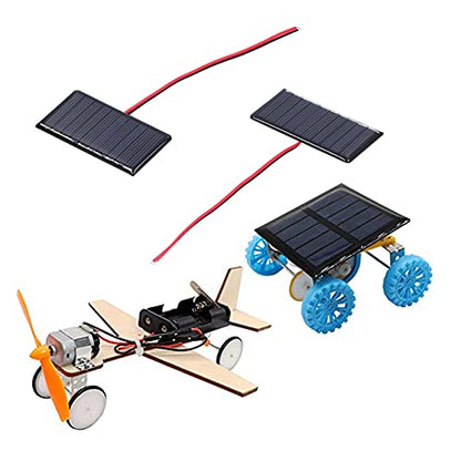 2PCS Mini Solar Panels, 0.3W 5V 60mA Small Solar Panel, Solars Cells with Wiresfor, 60 * 55mm Solars Panel Kit, for Light Water Pump Toy