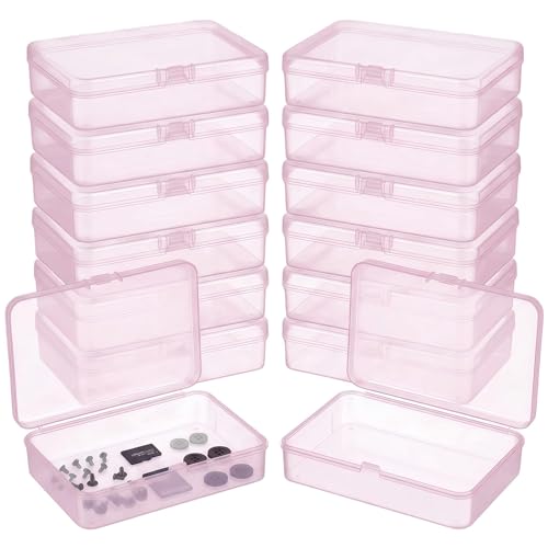 LJY 12 Pink Rectangular Plastic Boxes, 4.5 x 3.3 x 1.1 in for Samples - color: Pink, size: 4.5 x 3.3 x 1.1 inch