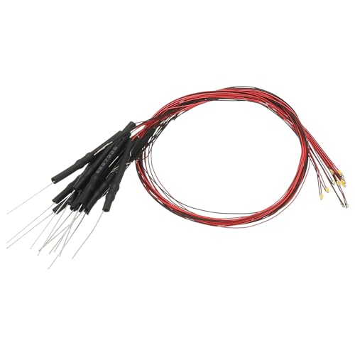 PATIKIL 0603 Pre-Wired Micro LED, 12 Pcs 9-12V Pre-soldered Mini Light Emitting Diodes Surface Mount Device for Model, DIY, 9.8" Length, Warm White - color: Warm White, size: 0603