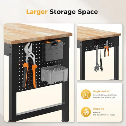 120"Adjustable Heavy Duty Workbench with 2000 LBS Capacity,Ships in 2 Boxes - size: 120"